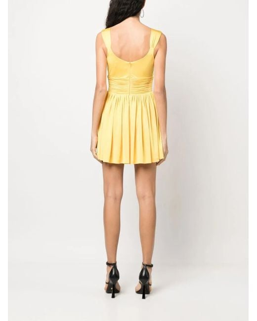 Philipp Plein Yellow Gathered Waist Mini Dress