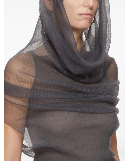 Rick Owens Gray Draped Semi-Sheer Blouse