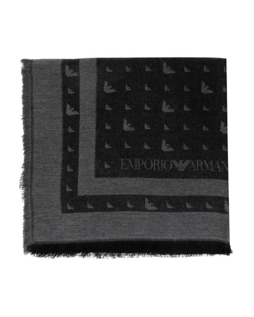 Emporio Armani Black Scarf With Logo for men
