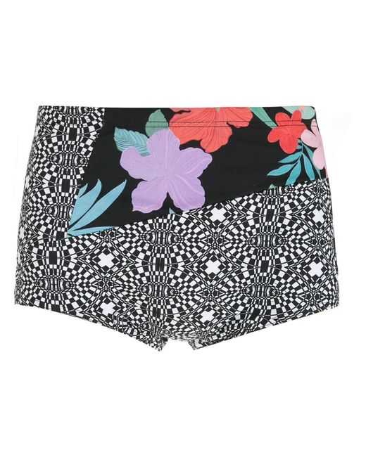 Amir Slama Multicolor Striped Panels Hibiscus Swimming Trunks for men