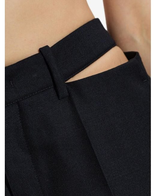 Jil Sander Blue Cut-Out Wool Trousers