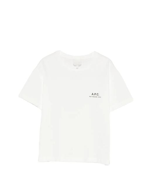 A.P.C. White Logo-Print Short-Sleeve Cotton T-Shirt