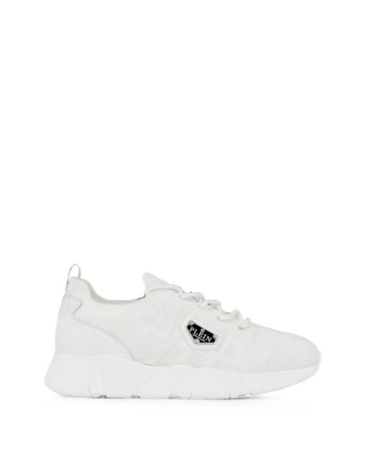 Philipp Plein White Runner Sock Triangle-Placca Sneakers