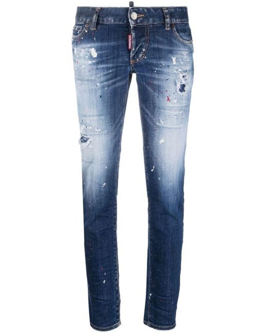 DSquared² Distressed Skinny Jeans in het Blue