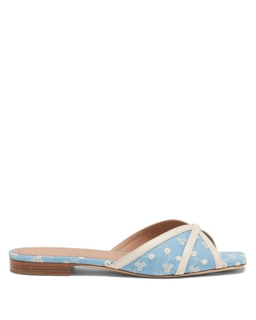 Malone Souliers Blue Perla Floral-Print Sandals