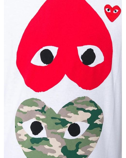 COMME DES GARÇONS PLAY White Hearts Print T-Shirt for men