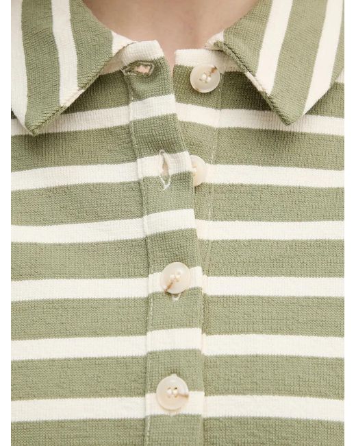 Benetton Natural Striped Long-Sleeve Polo Shirt