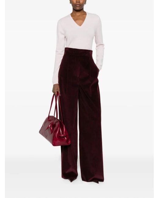 Allude Pink V-neck Long-sleeves Sweater