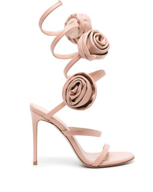 Le Silla White Rose Sandalen mit Spiraldesign 110mm