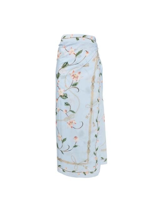 Agua Bendita Blue Lavanda Floral-Print Pareo