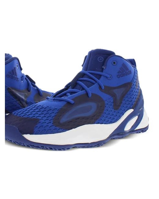 Adidas Blue Mesh Exhibit A Mid Sneakers for men