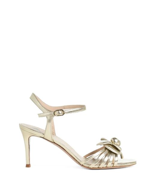 Roberto Festa Metallic Sincler Floral-Appliqué Heeled Sandals