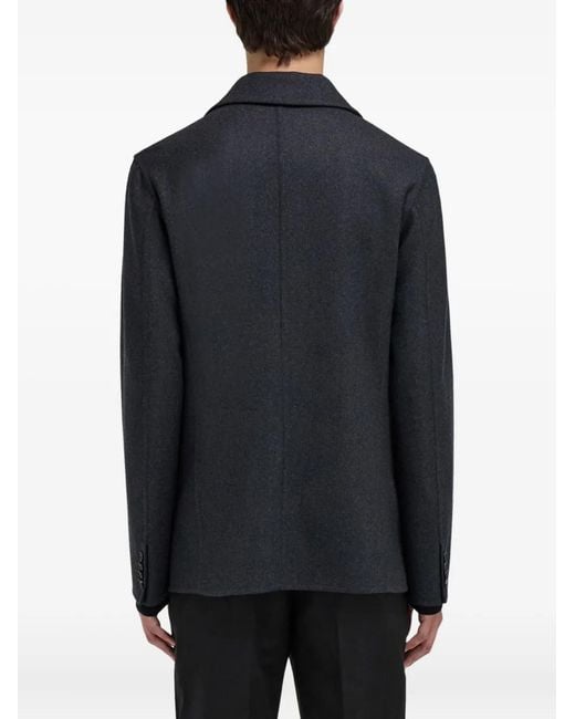Ferragamo Blue Applied Pockets Single-Breasted Blazer for men