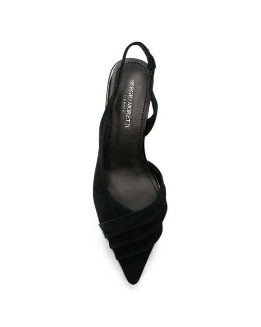 SERGIO MORETTI FIRENZE Black Ruched Slingback Pumps
