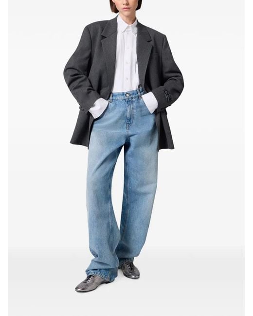 MSGM White Pleated-Bib Button-Down Shirt