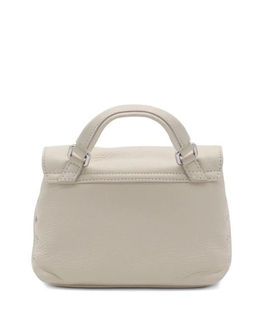 Zanellato White Postina Double-Flap Studded Shoulder Bag
