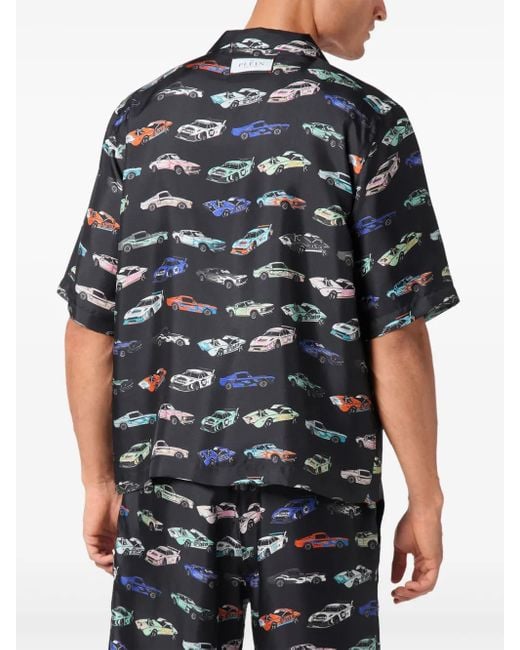メンズ Philipp Plein Cars Racing シャツ Blue