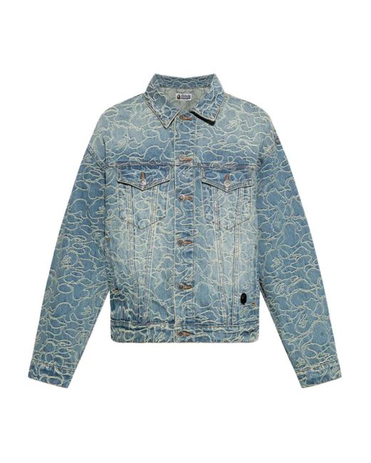 Chaqueta vaquera bordada A Bathing Ape de hombre de color Blue