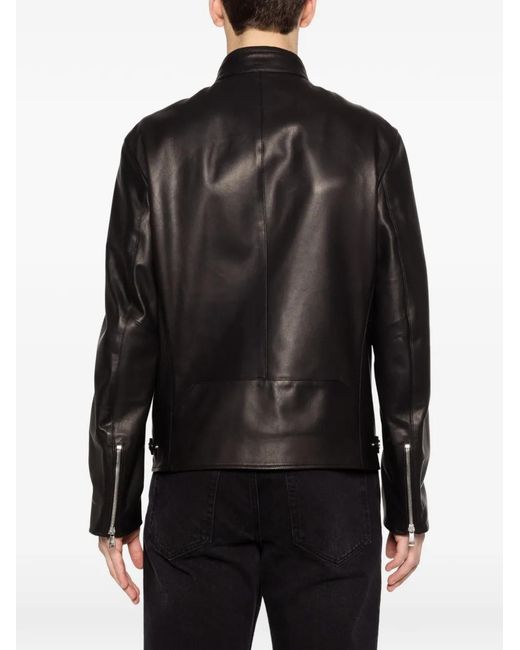 Tagliatore Black Zip Biker Jacket for men