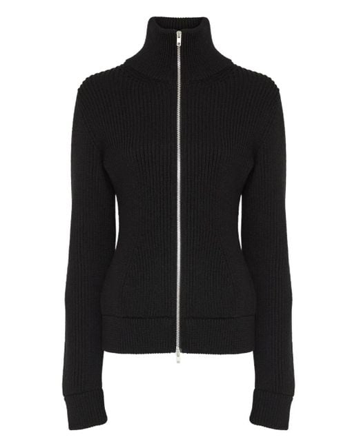 Maison Margiela Black Ribbed Knit Sweater With High Collar