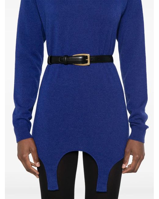 Saint Laurent Blue High-Turtleneck Cashmere And Silk Pullover