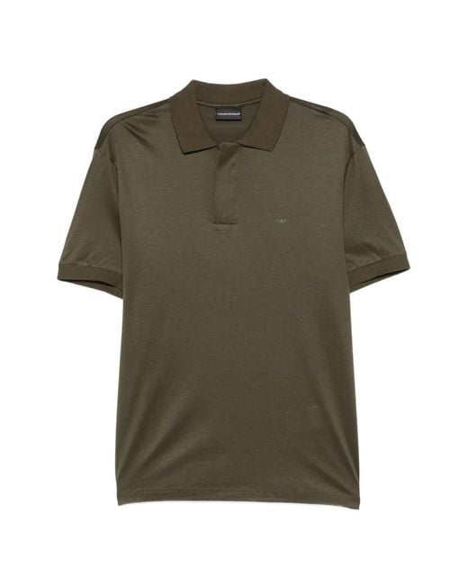 Emporio Armani Green Lyocell Cotton Polo Shirt for men