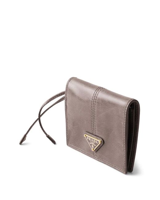 Prada Gray Small Leather Bifold Wallet