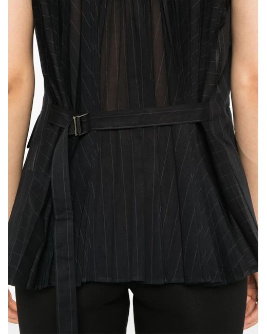 Sacai Black Pinstriped Waistcoat