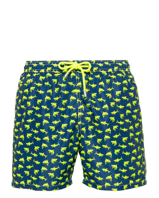 Mc2 Saint Barth Green Shark-print Swim Shorts for men