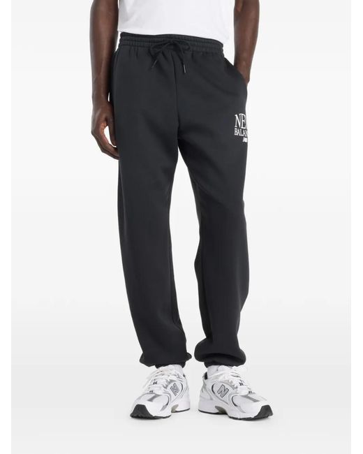 New Balance Black Drawstring Logo Track Pants for men