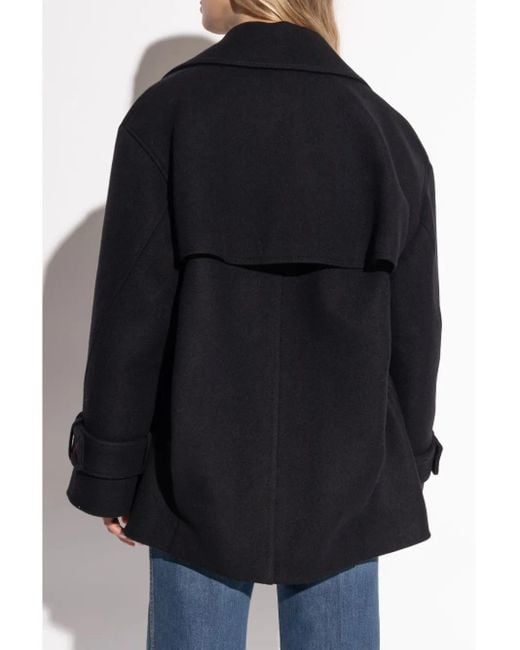 Victoria Beckham Black Wool Double Breasted Coat