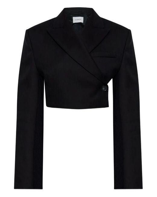 Sportmax Black Cropped Knitted-Sleeve Blazer