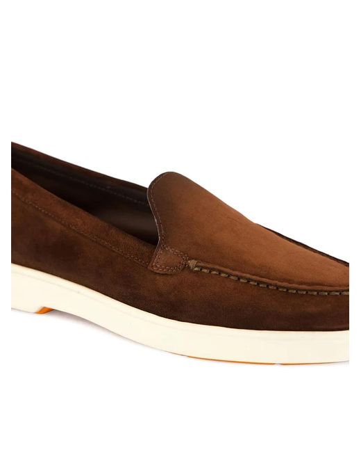 Santoni Brown Suede Loafers