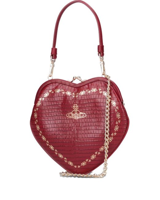 Vivienne Westwood Red Belle Heart Frame Tote Bag Mit Kroko-Effekt