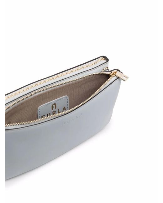Furla Gray Embossed Logo Crossbody Bag