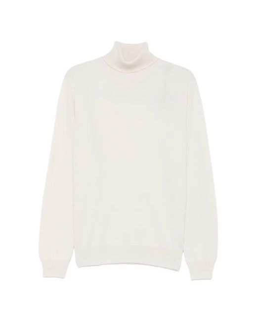 Corneliani White Roll-Neck Knitted Sweater for men
