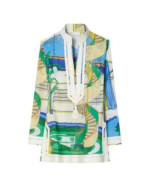 Tory Burch Blue Printed Tory Tunic