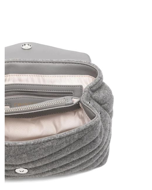 Twinset Gray Quilted Studded Crossbody Bag