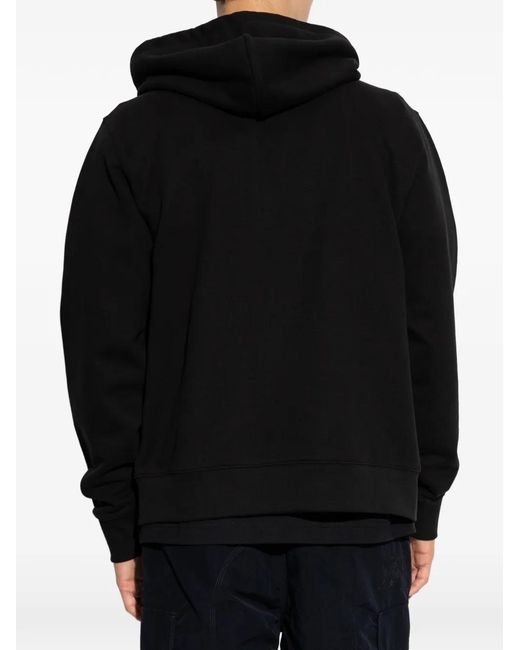 Burberry Black Embroidered Zip-Up Hoodie for men