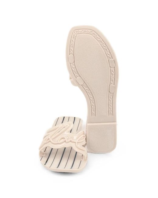 Karl Lagerfeld Natural Logo-Cutout Striped Slides