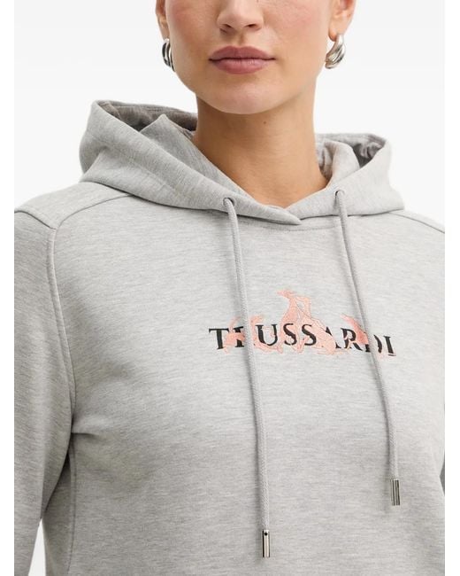 Trussardi Gray Logo Hoodie