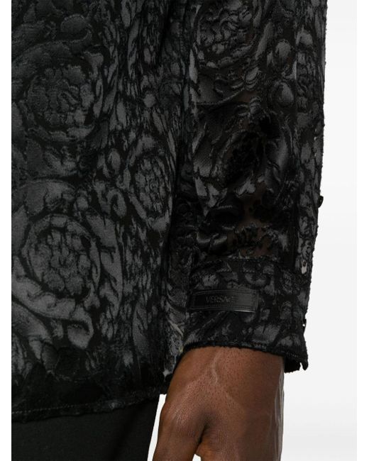Camisa Baroco con efecto devoré Versace de hombre de color Black