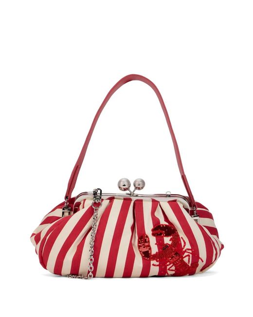 Weekend by Maxmara Red Medium Wkagerusia Lobster-Patch Striped Clutch Bag