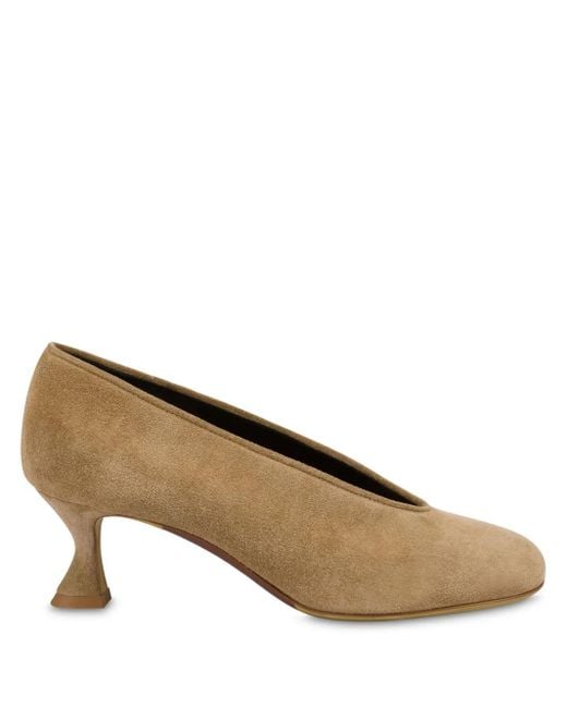 Moschino Brown Calf Suede Pumps