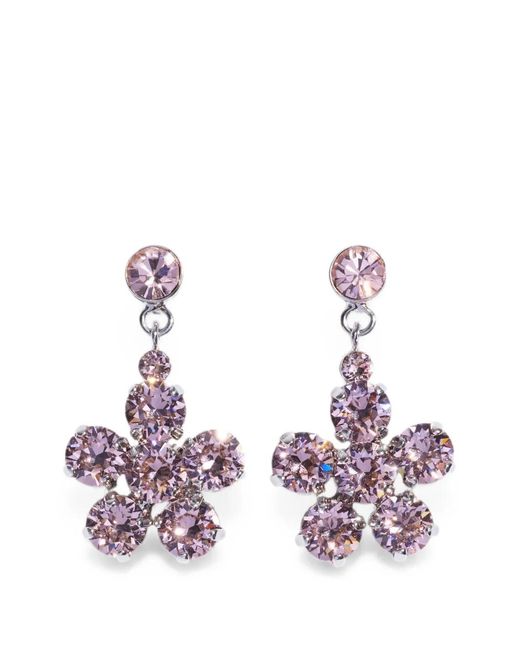 Simone Rocha Pink Daisy Crystal-Embellished Drop Earrings