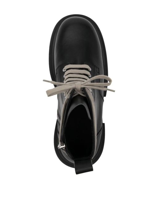 Rick Owens Black Lace-up Leather Boots for men