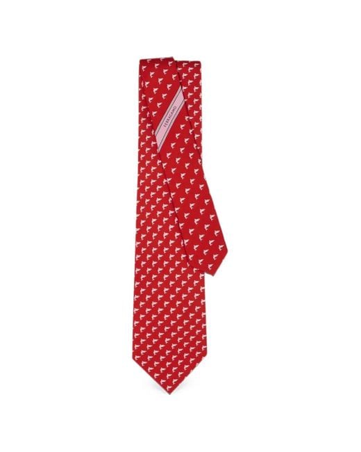 Ferragamo Red Shark-Print Silk Tie for men