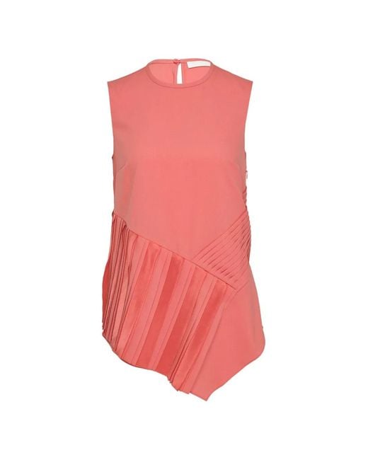 Club21 Collection Pink Georgette Danielle Pleated Asymmetric Top
