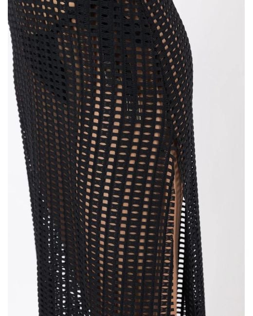 Amir Slama Black Open-Knit Maxi Dress