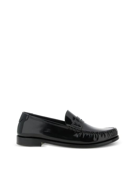 Saint Laurent Black Logo-Detail Loafers for men